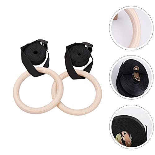 BESPORTBLE 1 Set Houten Gymnastiek Ringen Verstelbare Cam Gesp Oefening Fitness Ringen voor Core Workout Lichaamsgewicht… - Image 6