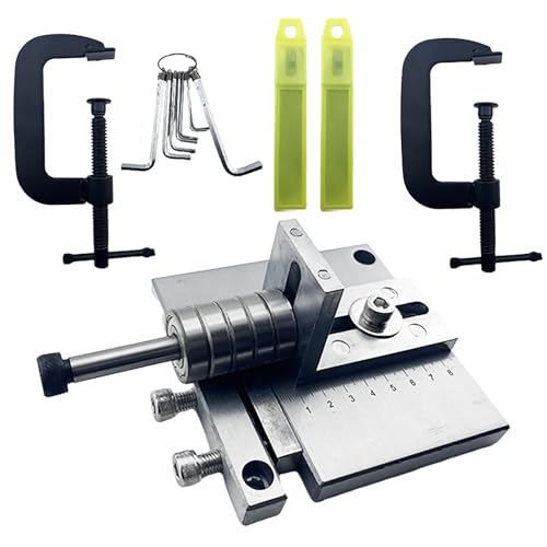 NGARY Lederstreifen-Schneidemaschine, 90 Mm Edelstahl-Lederstreifen-Schneidwerkzeug Mit G-Klemme, 10 Klingen Und Schraubenschlüssel, Ideal Für Geschirrleder Und Gürtelleder