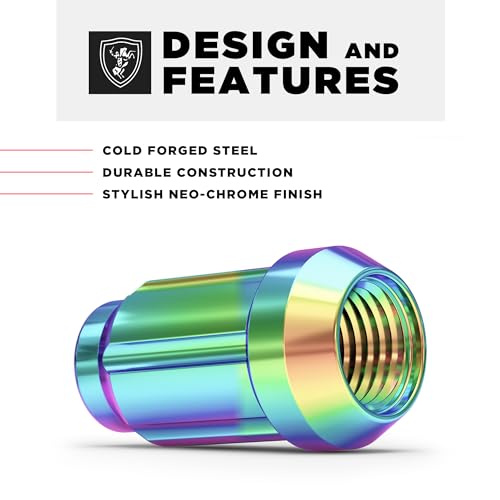 Image of White Knight 3804NEO-20AM Neo Chrome 1 /2 inch-20 Spline Lug Nut with Key, 20 Pack (for AFTERMARKET Wheels with Smaller 0.80 inch Diameter Seating)