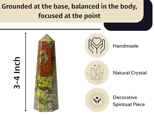 Image of Amazing Gemstone Dragon Bloodstone Crystal Towers - Natural Healing Crystal Point Obelisk for Reiki Healing and Crystal Grid (3 inch to 4 inch INCH)
