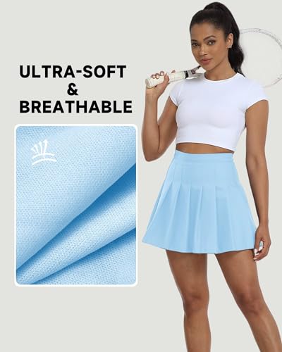 Image of Pleated Skirts for Women Tennis Skirt with Shorts High Waisted Mini Skort