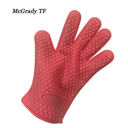Generic Pink: Cooking Baking BBQ Glove Environmental Protection, Easy to Clean, Heat Resistant Silicone BBQ Grill Glove Barbecue