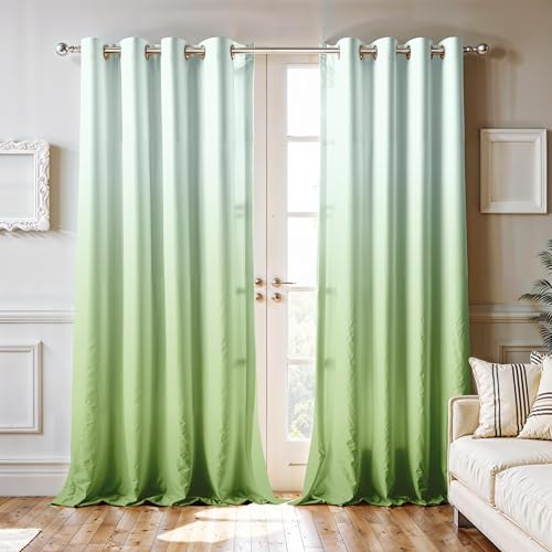 Image of Ultimate Trends Room Darkening Ombre Curtain | Polyester Gradient | Room Doors and Window| 7 FEET Pack of 2,Fresh Meadow