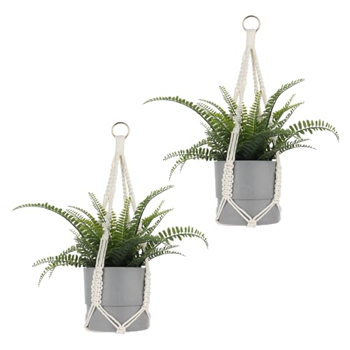 Thinp 605985_1_KCJRM9T8 2 Pack Macrame Plant Hanger,20"Short Macrame Plant Hangers Hanging Planters For Indoor Plants Decorative Braided Cotton Rope Flower Pot Holder cover