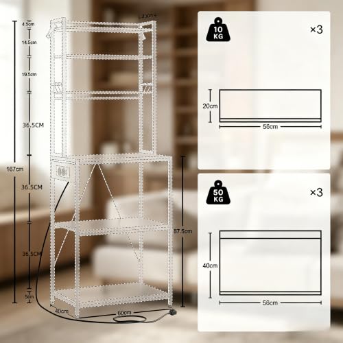 Estantería de cocina con enchufes estable de 6 niveles para microondas 3
