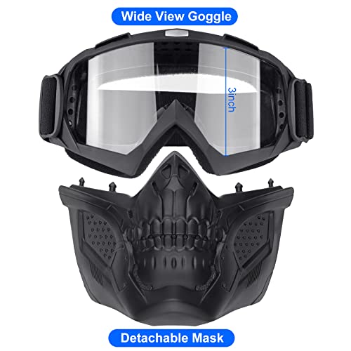 Vpzenar Airsoft Helmet And Mask, Airsoft Skull Full Face Mask, Detachable Clear Lens Airsoft Goggles,Pj Fast Tactical Helmet With Front Nvg Mount And Side Rail,Military Paintball Airsoft Gear #TOP1