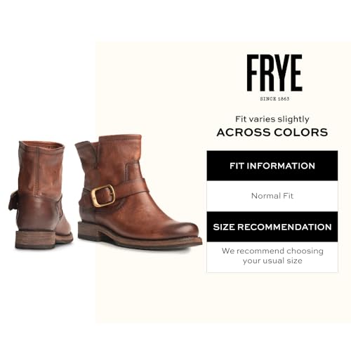 Image of Frye 5 inch Veronica Booties for Women - Full-Grain Brush-Off Leather with Antique Metal Hardware and Rubber Outsole, Genuine Stitch Welt Construction