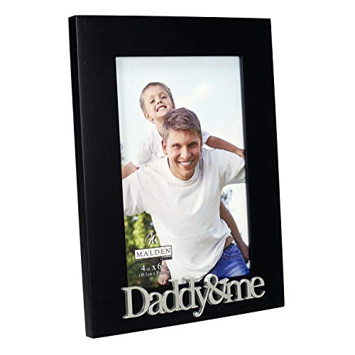 Malden International Designs 4X6 Daddy & Me Expressions Picture Frame Silver Finish Daddy & Me Word Attachment Black Mdf Wood Frame #TOP1