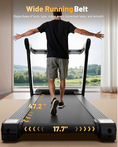 Image of TREAFLOW Treadmill with 0-25% Auto Incline, 3.5 HP Folding for Home Running, 10.0 MPH Max Speed, 300 lbs Weight Capacity, Bluetooth Speaker.