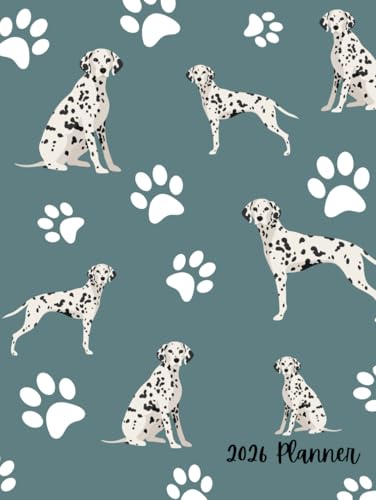 2026 Planner: Dalmatian Dog Paw Print Pattern - Dated Weekly and Monthly Page Views With Space For Notes image 2