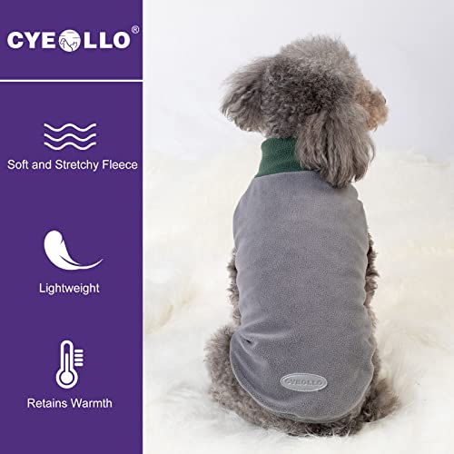 Cyeollo 2 Pack Fleece Dog Sweater Sweatshirt With Reflective Stripe Pullover Lightweight Dog Sweater Pet Clothes Dog Coats For Small Dogs Size M Green & Grey #TOP4