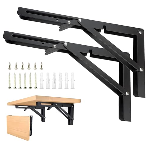 Snapklik.com : Metal Folding Shelf Brackets, 18 Inch Collapsible Heavy ...