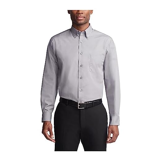 Van Heusen Men's Dress Shirts Regular Fit Silky Poplin Solid, Slate, XX-Large