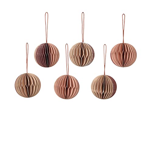 Broste Copenhagen Weihnachtsbaumschmuck 6tlg. aus Papier in der Farbe Beige/ Rosa, 70080421, 5cm