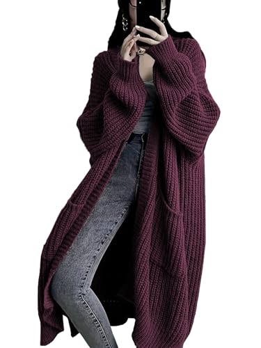 Image of Womens Long Cardigan Sweaters Open Front Oversized Duster with Pocket for Women 2025 Fall Winter Knit Design Coats