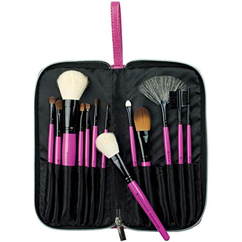 Royal & Langnickel Zipped Case Natural and Synthetic Hair 13-Piece Cosmetic Brush Set (Pink) - Image 2
