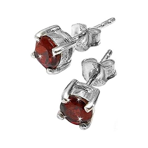 Anderson & Webb Red Garnet Silver Stud Earrings Cover