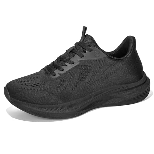 Eestfy Zapatillas Running Hombre Antideslizantes Ajuste Ancho Malla Transpirable Ligeras Cordones Suela EVA Amortiguada Cómodas,Negro,44 EU