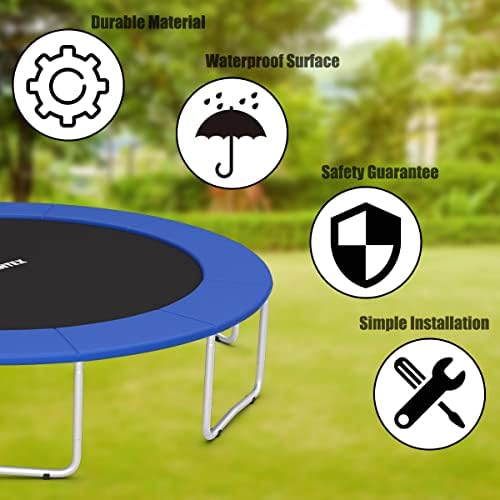 Giantex Trampoline Pad, 8ft 10ft 12ft 14ft Trampoline Replacement Safety Pad, No Holes for Pole, Waterproof Trampoline Accessories Spring Cover (14 Ft, Blue) - 3