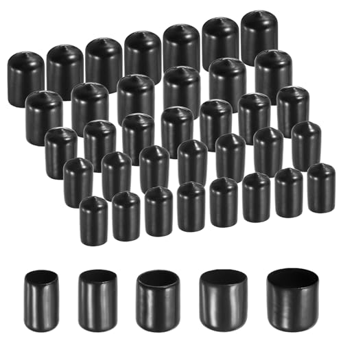 uxcell Round Rubber End Caps 11mm 13mm 15mm 17mm 19mm Black 100PCS