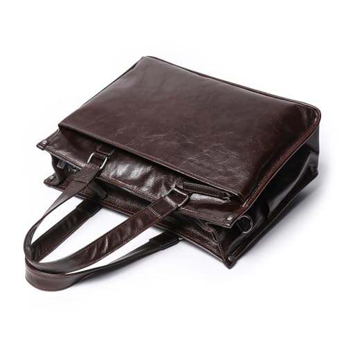 Maletín de negocios de cuero para hombre con compartimento acolchado para portátil de 15" 3