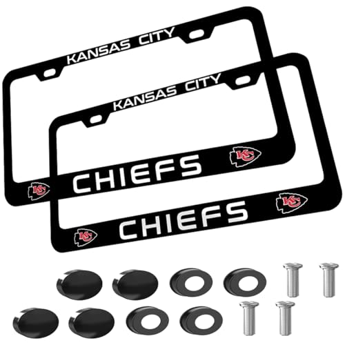 2PCS Fans Matte Metal for Chiefs License Plate Frames Holder with Screw for Car Tag Frame