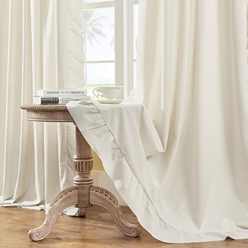 Cream Curtains 84 Inch Length For Living Room Bedroom Shabby Chic Ivory Ruffle Drapes 2 Panels Set Rod Pocket Light Filtering Window Curtains For Kids Girls Nursery Room Farmhouse Decor, 52X84 #TOP7
