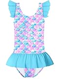 Toddler Girl Swimsuit Mermaid Bathing Suit One Piece Cute Ruffle Quick Dry Beach Swimwear 4T