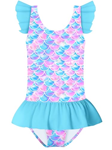 Toddler Girl Swimsuit One Piece Bathing Suit Mermaid Cute Ruffle Skirt Hawaiian Beach Swimwear
