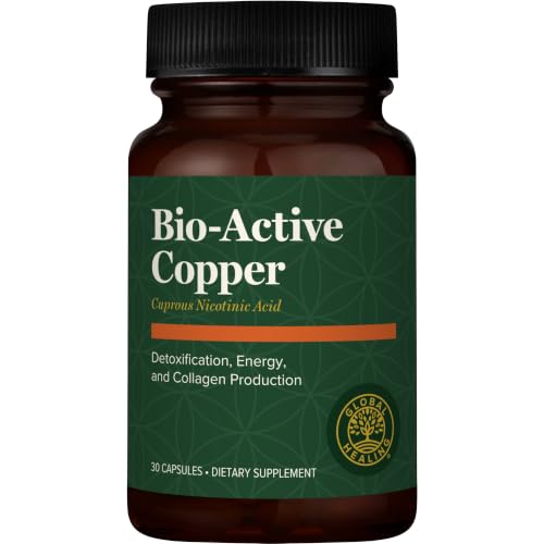 Global Healing Bio-Active Copper Supplement Cu1 - Cuprous Nicotinic Acid Helps Detox Body from Within - Supports Immune System & Red Blood Cell - Niacin Vitamin B3 Chelated Copper - 30 Capsules