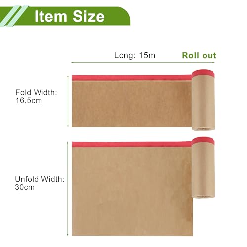 Image of Pre-Taped Masking Paper Automotive Paint Masking Paper Kraft Paper Natural Fiber Material 1 Pc 1500x30cm / 49.21ftx11.81 inch Brown Red