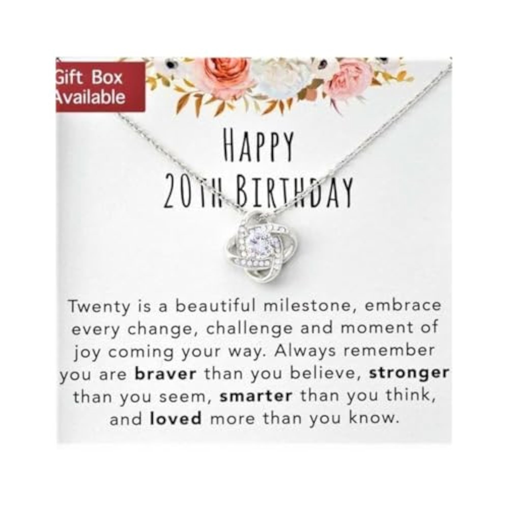 925 Sterling Silver Gift Necklace for Daughter, 20th Birthday