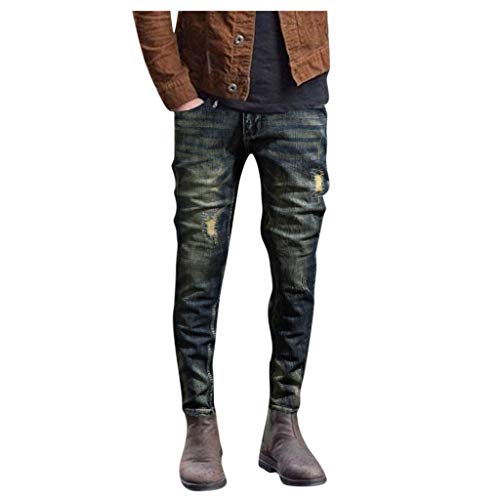 Aoukey Jeans for Men, Skinny Slim Fit Stretch Straight Leg Comfy Fashion Denim Jeans Pants
