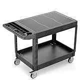 Flat Top Utility Cart Heavy Duty Flat 2 Shelf Multipurpose Cart 550LBS Capacity Service Cart with Ergonomic Handle Rolling Utility Carts with Wheels for Warehouse Garage Office Storage Transport