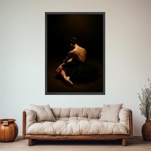 Toile portrait de ballerine, décoration murale danseuse de ballet, peinture tutu noir 50x70cm - 2