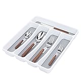 Rocaran Dining Table Silverware Sets, 20-Pieces Cutlery Set with Artificial Wood Handle For Perfect Hand Feeling, Flatware Set Service for 4, with Silverware Tray for Drawer