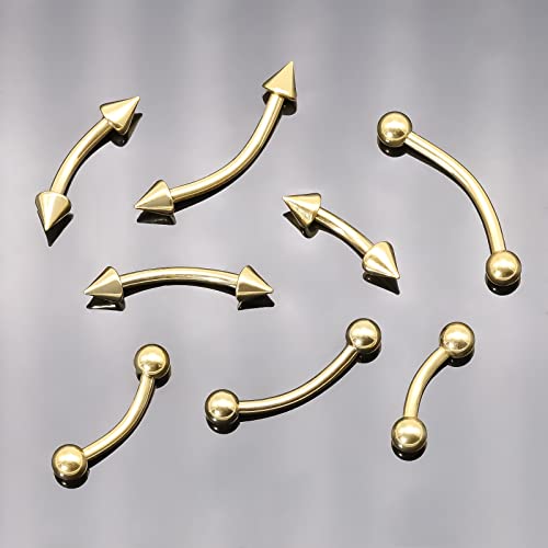 Blisi 8Pcs Body Piercing Jewelry Lot 16G Titanium Nose Septum Lip Cartilage Tragus Eyebrow Industrial Barbell Horseshose Piercing Kit Jewelry 6Mm/8Mm/10Mm/12Mm (8Pcs Eyebow Piercing-Gold) #TOP3