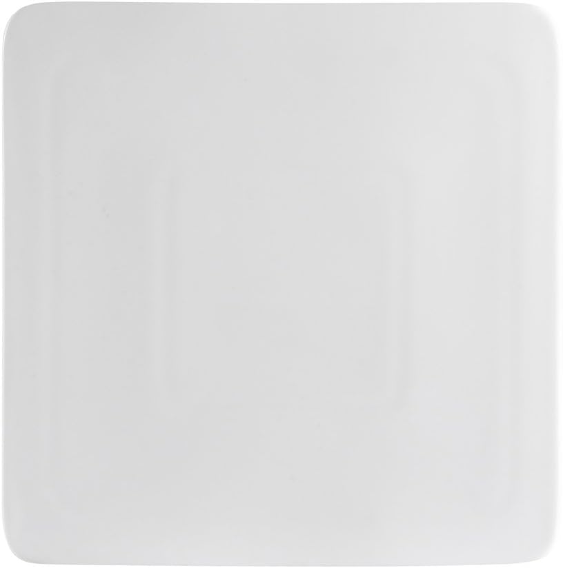 CAC China SF-SQ12 Sunrise Square 12-Inch New Bone White Porcelain Flat Square Plate, Box of 12