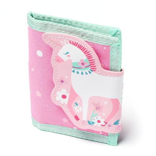SteStephen Joseph, Kids Wallet, Tri-Fold Bi-Fold Wallet for Boys & Girls with Zipper Coin Pocket, Durable Polyester Small Wallet for Kids, Cute Designs for School & Travel, Pink Unicorn