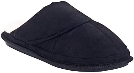 Aski Slippers Meni Cozy, Super Comfy Slippers for Men - Faux Fur with Memory Foam Cushioning Footwear, Midnight Black Size 8-8.5
