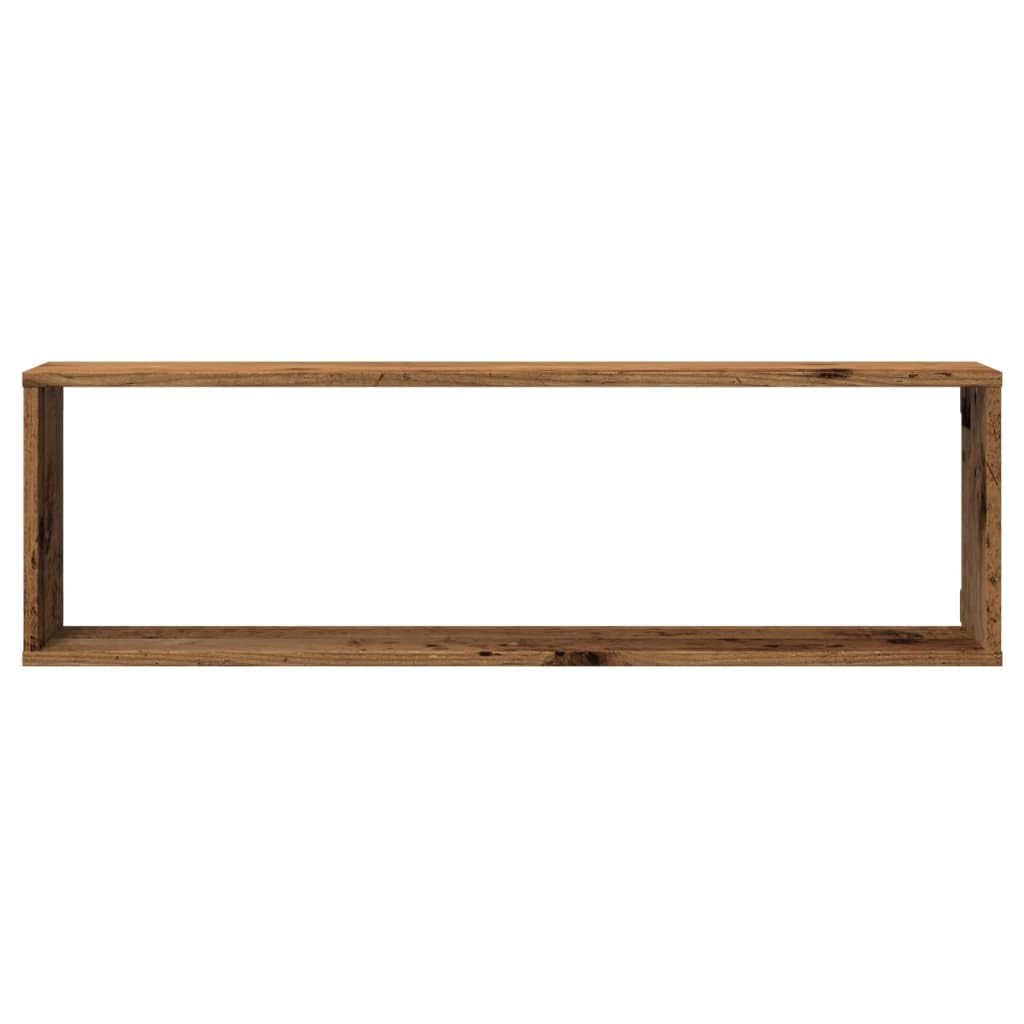 Estantería de pared en forma de cubo, 4 unidades, aspecto de madera vieja, 100 x 15 x 30 cm, material de madera, estantes flotantes para montaje en pared, estantes de pared para dormitorio