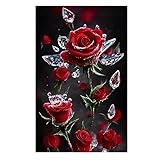 Rosen-Diamantgemälde: Zarte Rosen mit kristallklaren Eisperlen, einzigartige Farben bringen visuellen Genuss, können als einzigartige Dekoration verwendet werden, die Ihre Persönlichkeit widerspiegelt