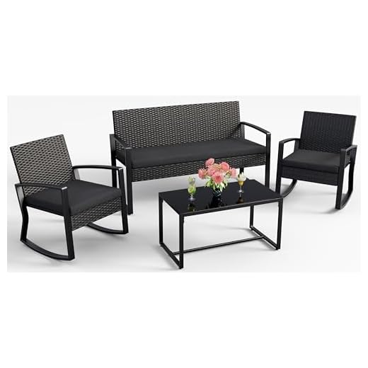 Ahomly 4 Piece Wicker Patio Furniture Set