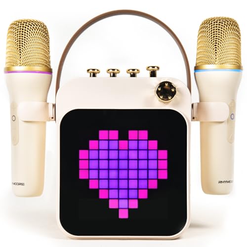 Rhymcore Karaoke Machine with Screen, Voice Changer & Vocal Removal, Wireless Karaoke Machine for Adults & Kids 8-12, 6 Sound Modes, 3600mAh Long-Lasting Battery, Portable Speaker, Gift for Family