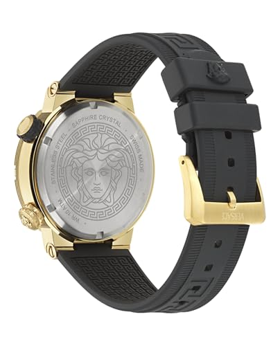 Versace Greca Logo Diver Collection Luxury Mens Watch Timepieces with a Black Strap and Dial Featuring a Gold Case3