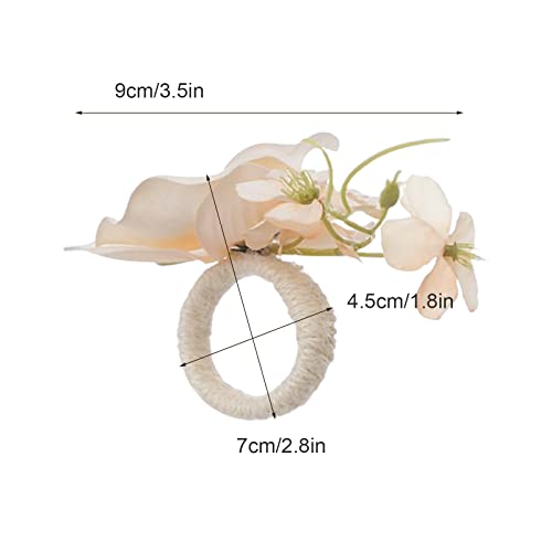 Kwqbhw Handmade Orchid Flower Napkin Rings Set Of 6 Champagne Flower Napkin Holders Handcraft Serviette Buckles Rings For Wedding Dinner Table Decor #TOP6