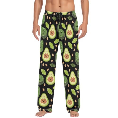 Men’s Cute Avocados Pajama Pants with Pockets, Comfortable Lounge Sleep Bottoms#424