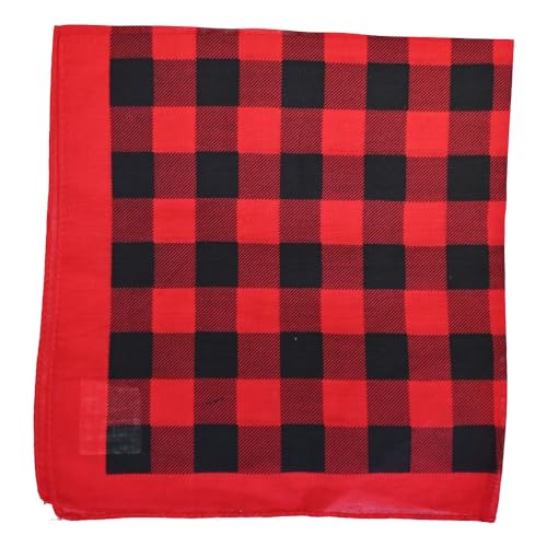 Image of RockParty Red & Black Check Bandana – Funky Pattern Head, Neck & Face Scarf for Men, Women & Teens