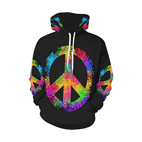 InterestPrint Cool Hippie Peace Sign Symbols Long-Sleeve All Over Print Women's Hoodie