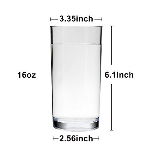 Youngever 8 Pack Plastic Water Tumbler, Plastic Glasses, Reusable Plastic Cups, Unbreakable Glasses (16 Ounce) #TOP1